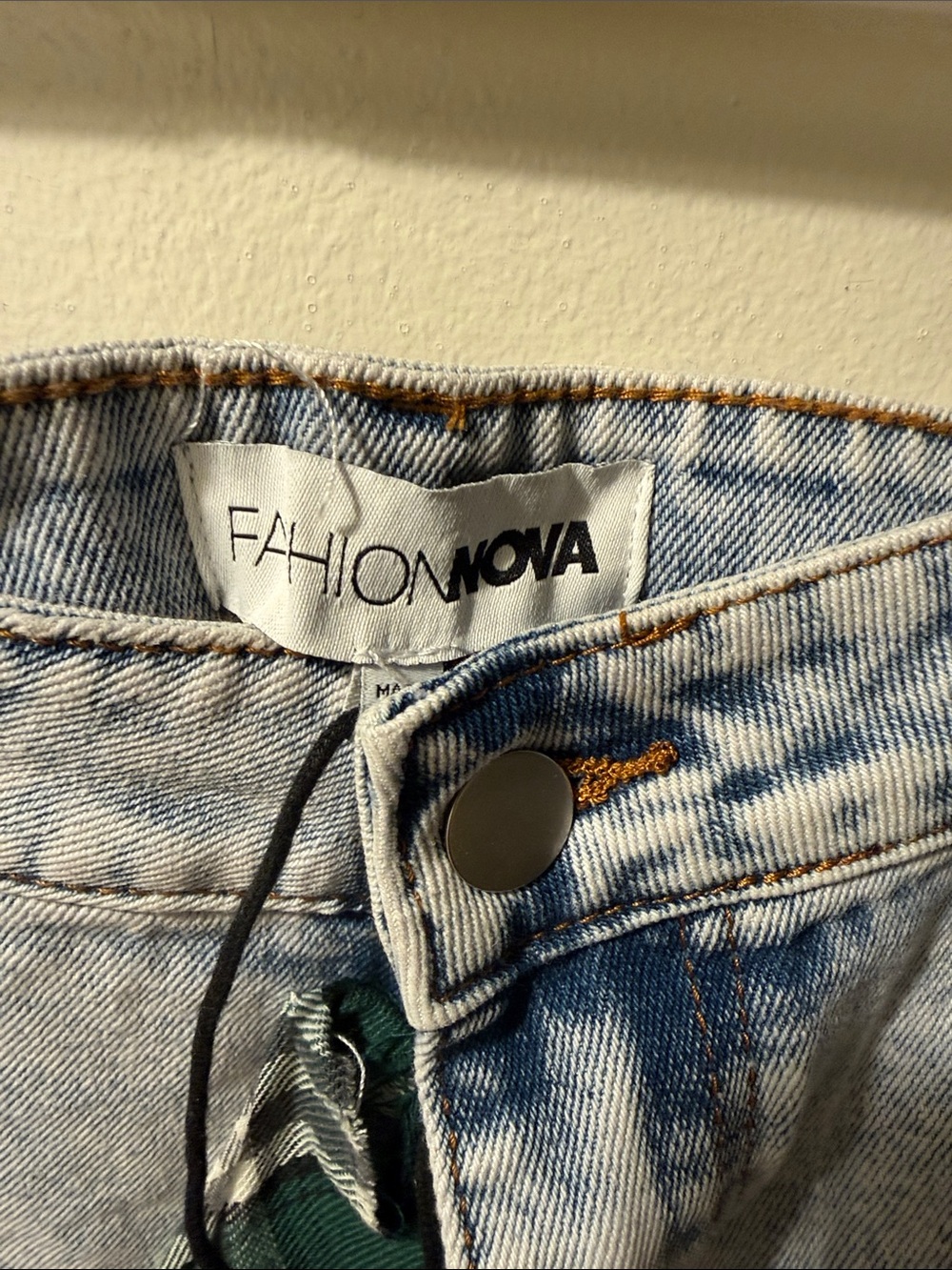 Fashion Nova Light Wash Denim Skort with Green, Brown Navy Plaid Ruffles size15 - Picture 7 of 7